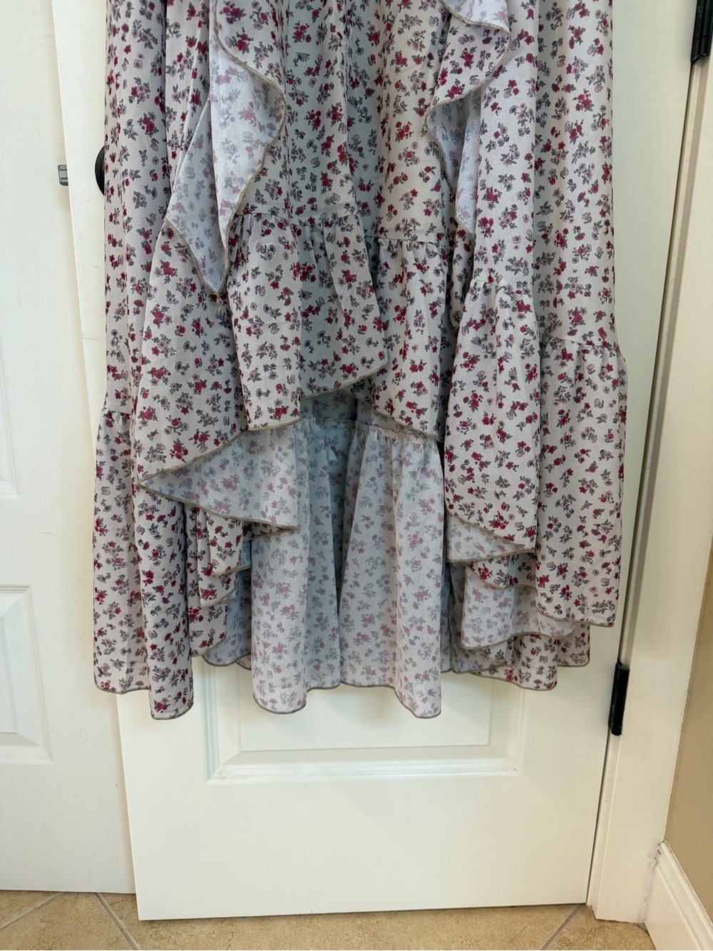 Joyfolie Cream Floral High-Low Ruffled Maxi Dress - Picture 7 of 8